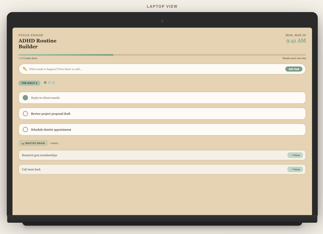 ADHD Routine Builder — Focus Engine