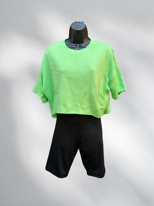 Bright Green Relaxed Relaxed Fit Cropped Tee