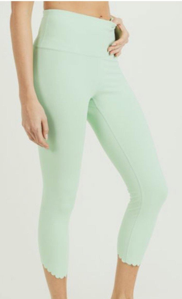 Mint Scallop Highwaist Legging - She's Bae Boutique