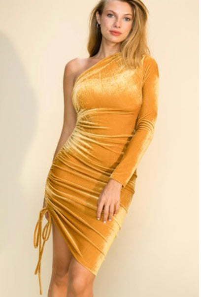 Mustard Velvet Dress