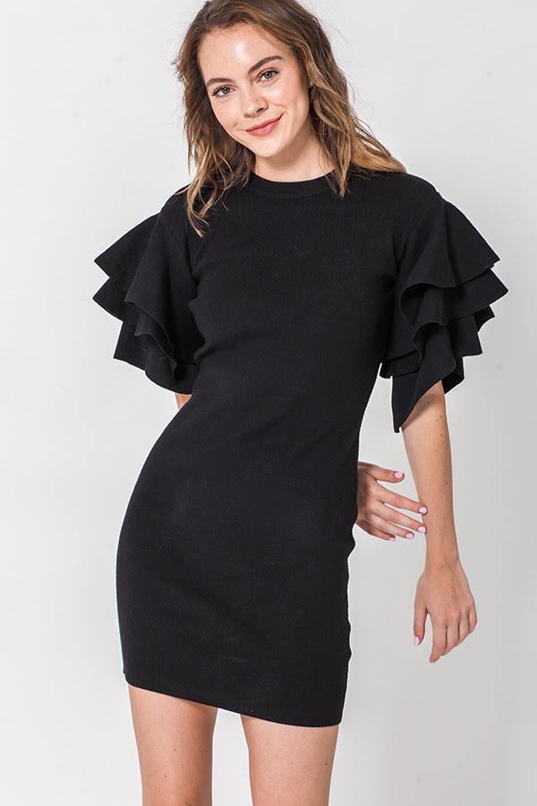 Flutter Sleeve Dress - She's Bae Boutique